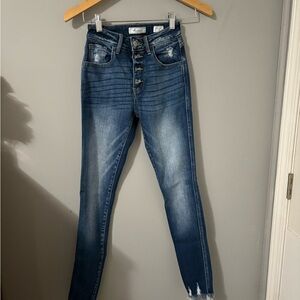 KanCan High Rise Distressed Blue Jeans